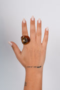 MARBLE DETAIL RING (BROWN)