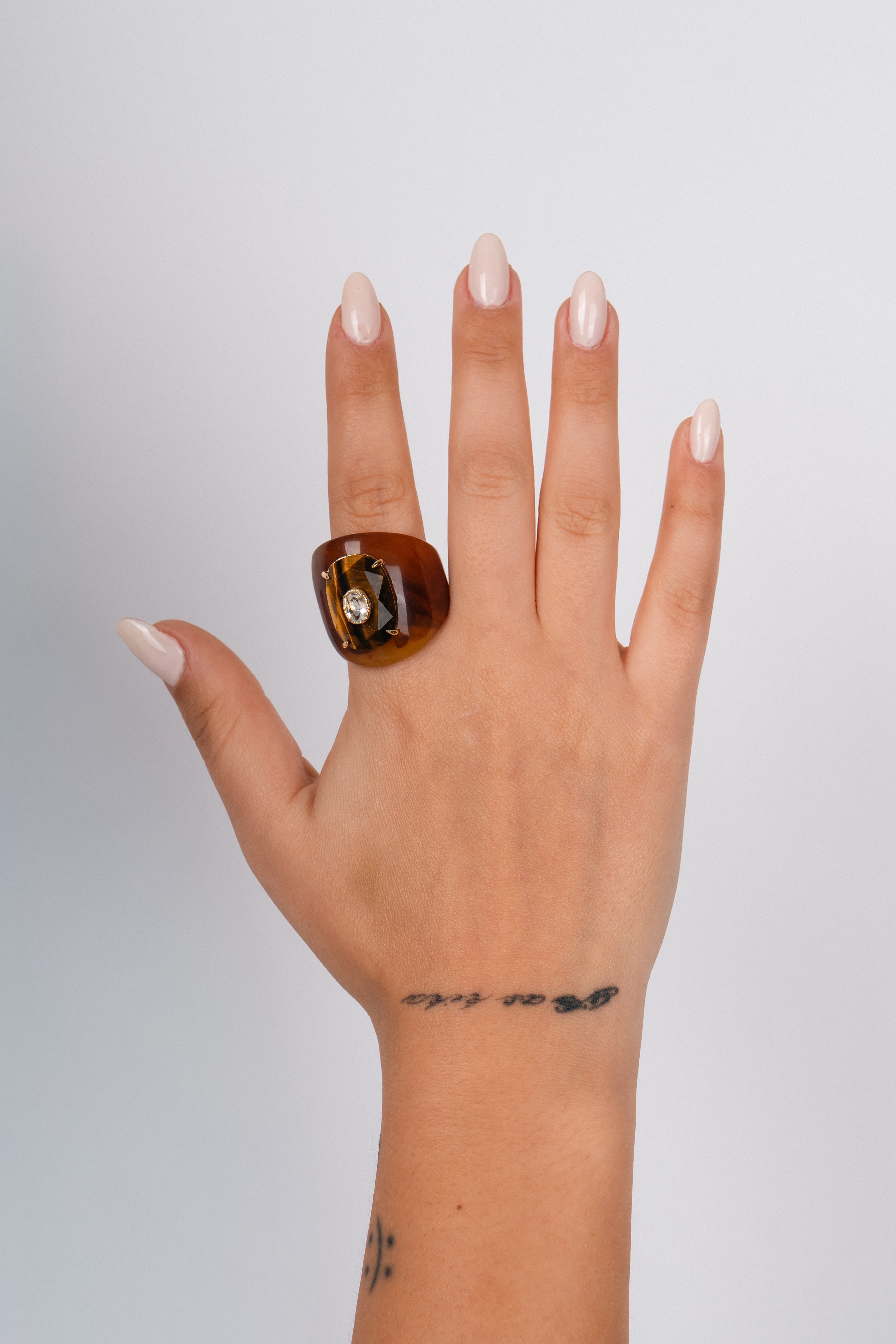 MARBLE DETAIL RING (BROWN)