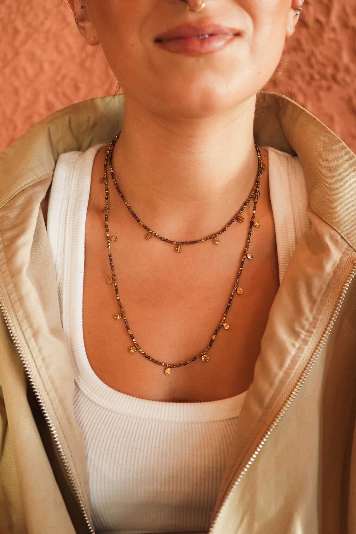 LIORA NECKLACE GREEN BROWN & BORDEAUX