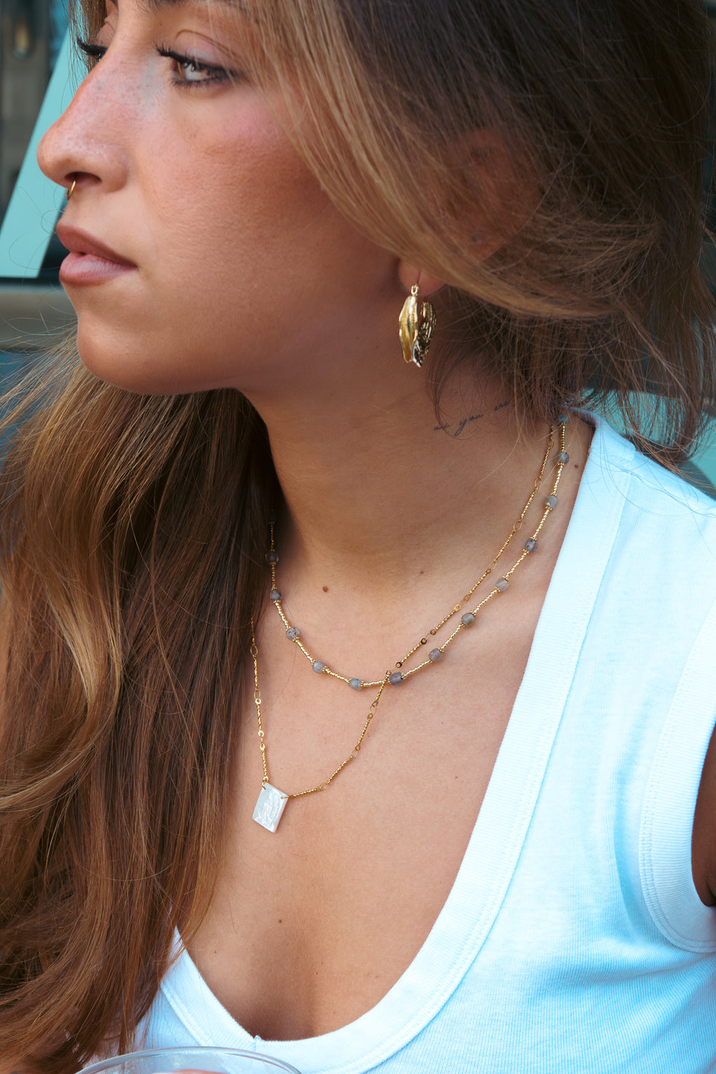 GREY STONE NECKLACE