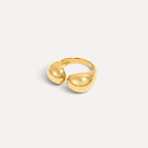 Anel Bubble Ring Lifeaskika em aço inoxidável dourado com design orgânico e acabamento polido brilhante