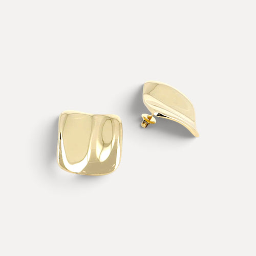 Brincos Lifeaskika Drip em aço inoxidável dourado com design orgânico e acabamento polido, leves e resistentes.